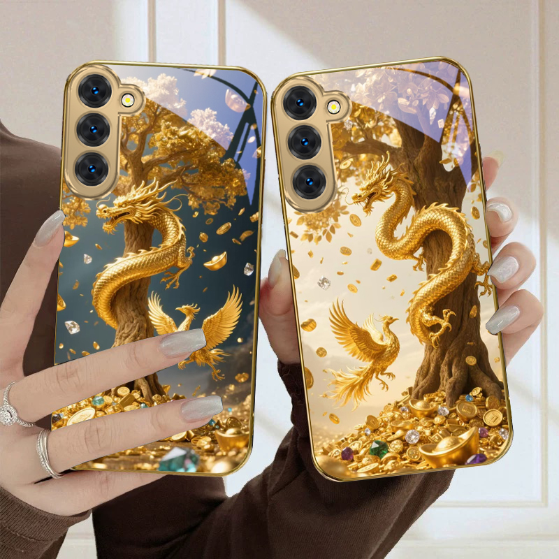 Tablet S9 Fe Accessories - Funda de teléfono de cristal dorado